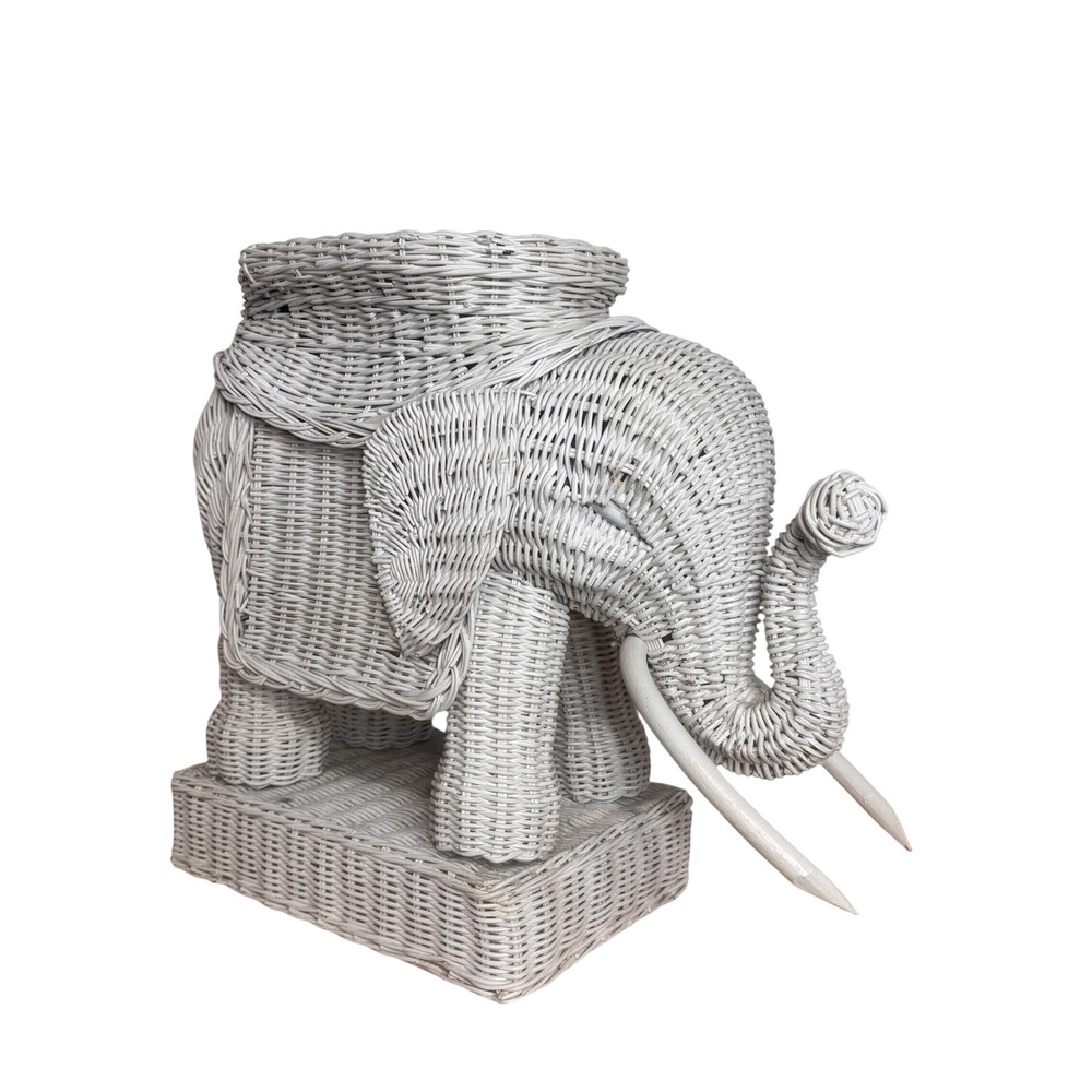 Late 20th Century Vintage‎ Wicker Elephant Side Table